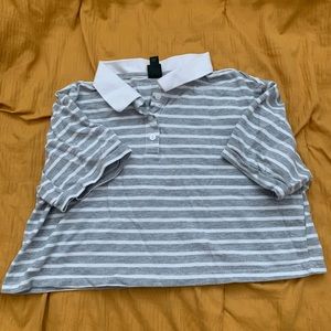 Small Gray and White Wild Fable Collared Crop Top